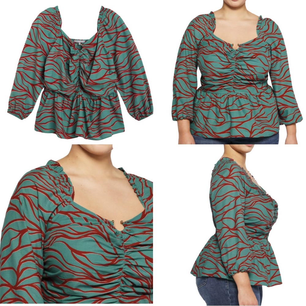 Daniel Rainn Teal and Maroon Blouse